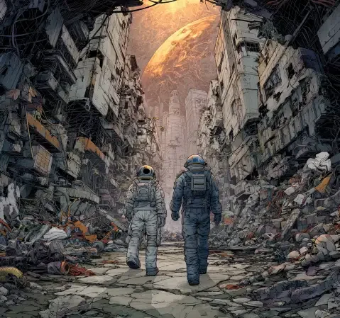 科幻电影片单封面，太空飞船与星球画面